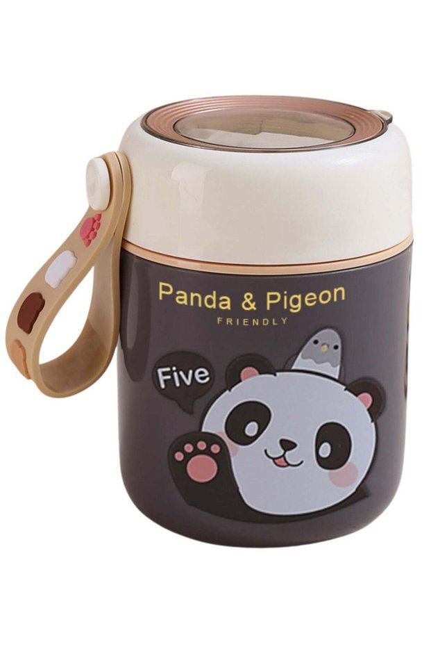 Twisoo Panda & Pigeon Vacuum Insulated Food Jar- Leak-Proof Portable Food Bowl, Stainless Steel wit