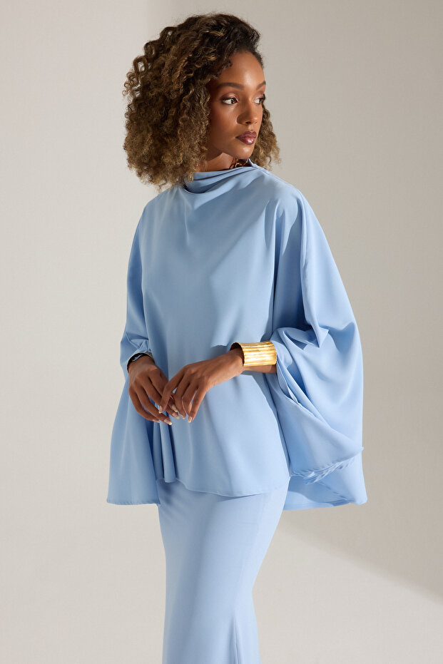 AGUST AÇIK MAVİ BLUZ VE ETEK - 4