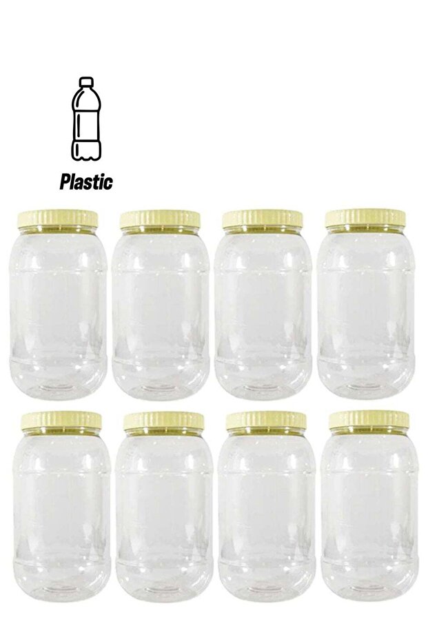 8-Piece Plastic Spice Storage Jar Beige/Clear 1500ml