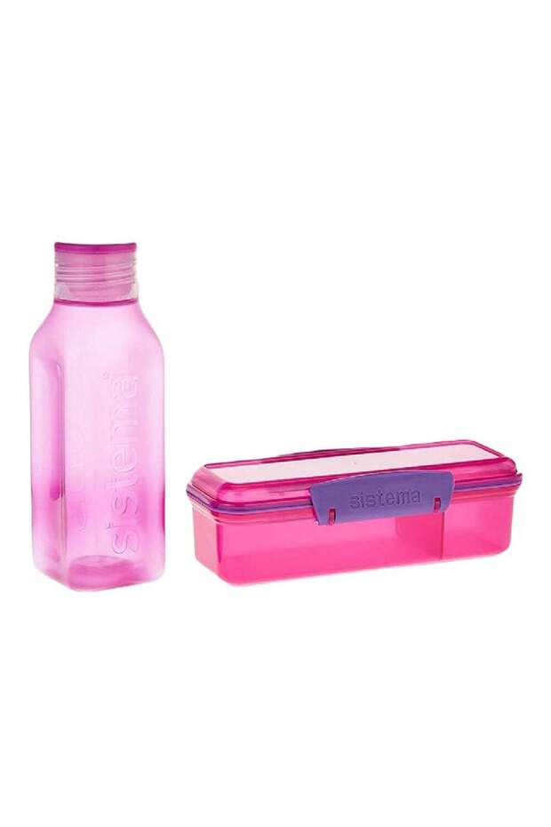 sistema Sistema Snack Pack Duo consist of food storage box and 475ml Bottle. Its Leak Proof, Stacka - 1
