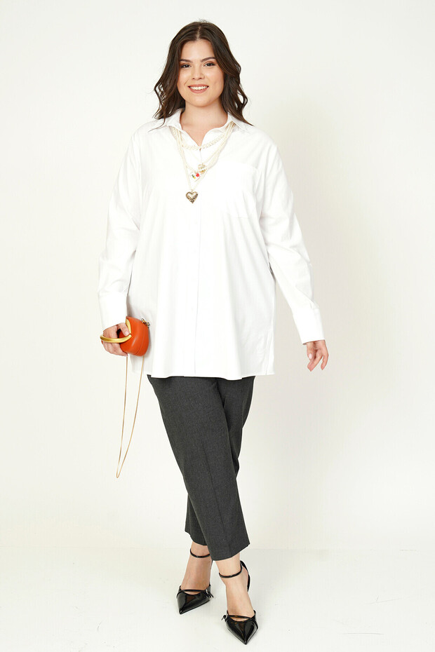 BASIC LİKRALI POPLİN GÖMLEK - 8