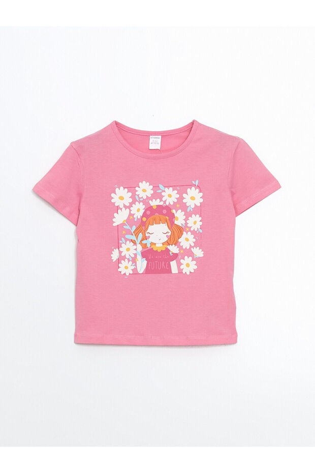 Crew Neck Printed Girl's T-Shirt
