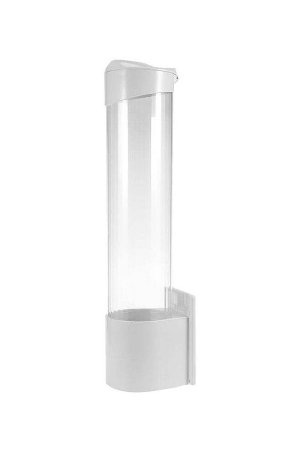 Disposable Paper Cup Storage Rack for Water Cooler Clear/White 41.00x10.00x8.50cm