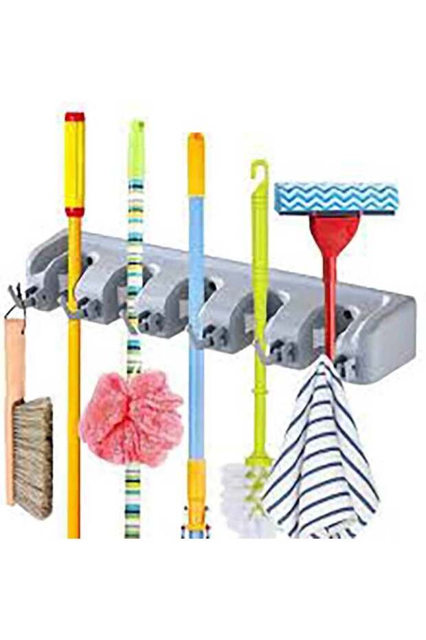 Mop And Broom Holder, Multipurpose Wall Mounted Heavy Duty Tool Organizer Storage Hooks,Ideal Broom
