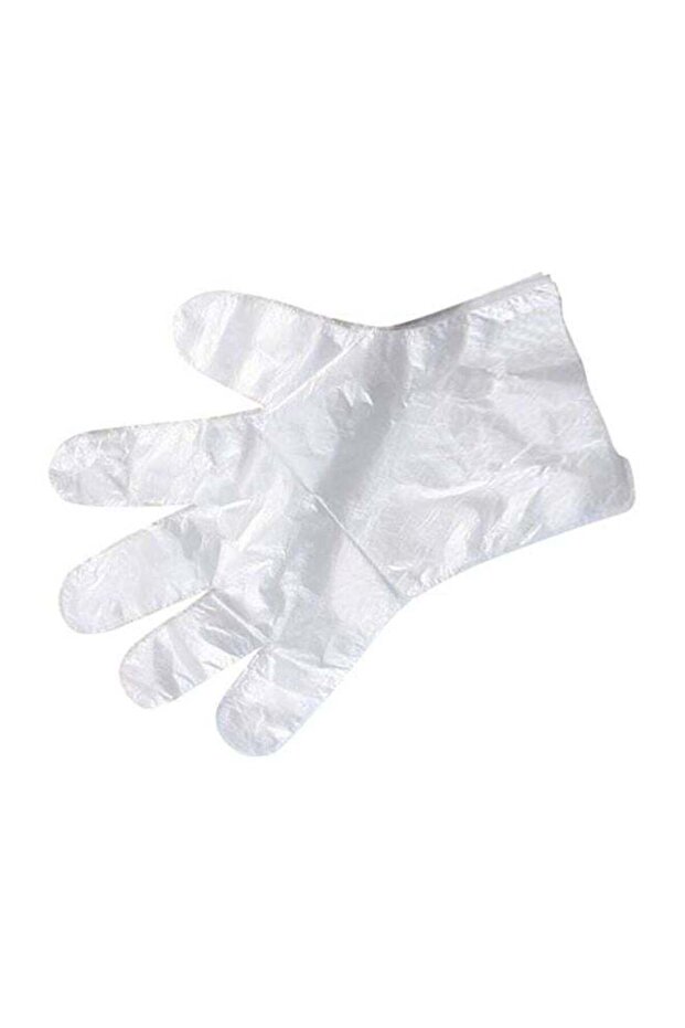 مجموعة قفازات للاستخدام مرة واحدة من 100 قطعة شفافة متوسطة الحجم - 1