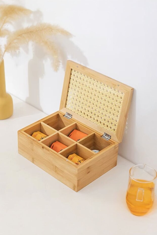 Bambu Çay Kutusu Saklama Kutusu Kahve,Bitki Çayı Kutusu Düzenleyici Bambu Düzenleyici - 1