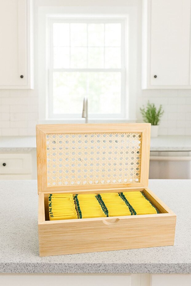 Bambu Çay Kutusu Saklama Kutusu Kahve,Bitki Çayı Kutusu Düzenleyici Bambu Düzenleyici - 5