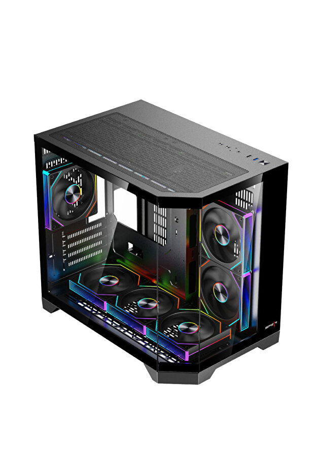 DOST 60 MINI MICRO-ATX GAMING CASE , 6 ARGB FANS AND REMOTE CONTROL BLACK COLOR - 3