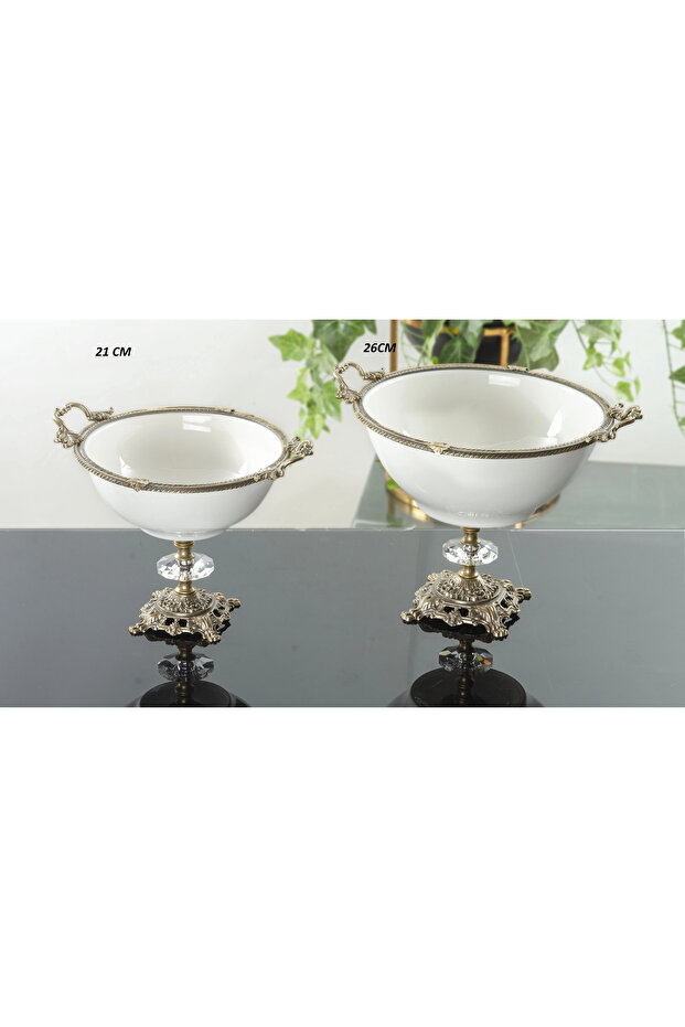 Porcelain 2 Piece Footed Salad Bowl Set Antique