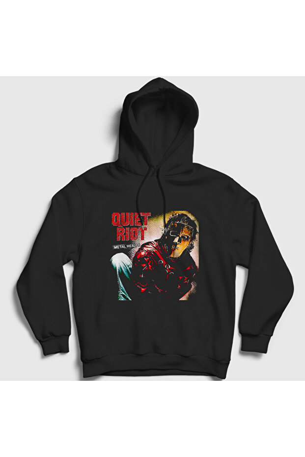 Unisex Black Metal Health Quiet Riot Hooded Sweatshirt 573472Tt