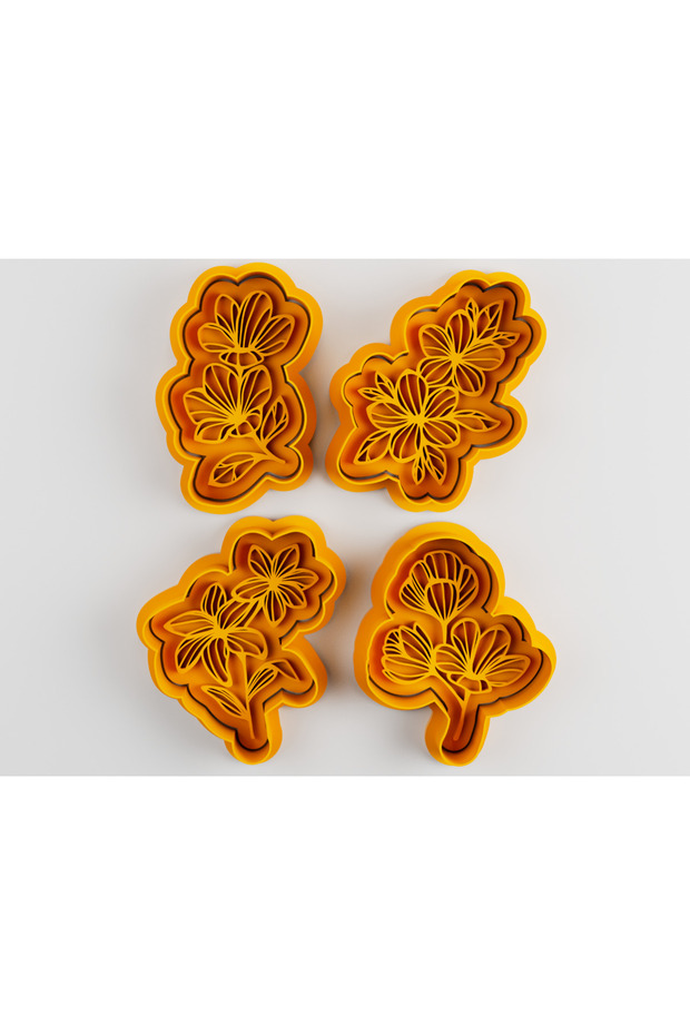 Flower Shaped Cookie Mold and Cutters Set of 4