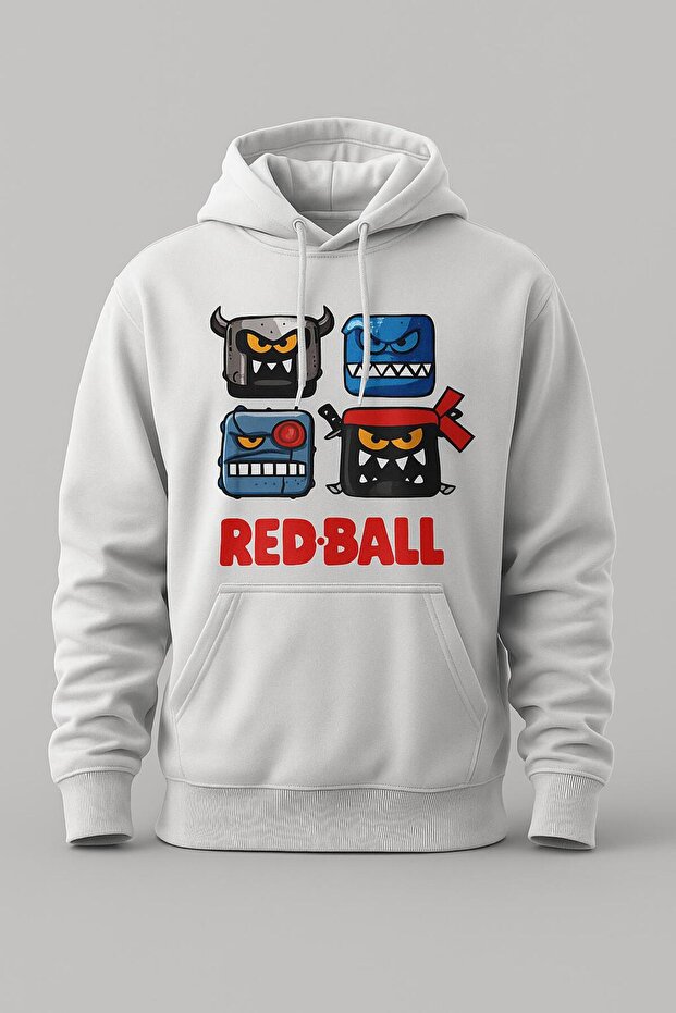 Red Ball Printed Hooded Sweatshirt – Comfortable Casual Style