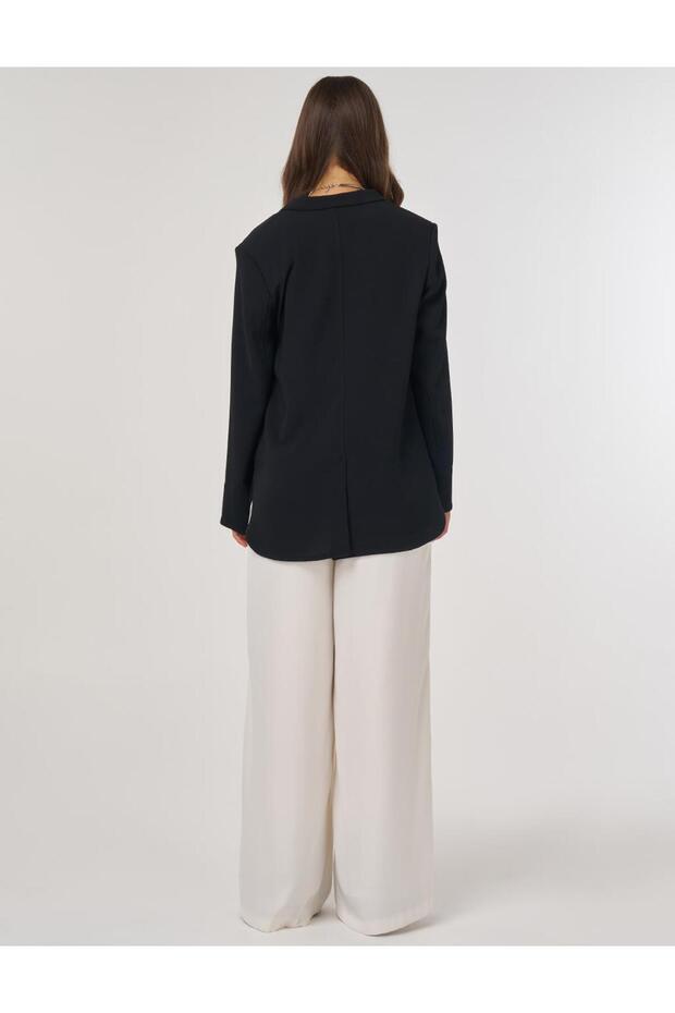 سترة سوداء مزدوجة الصدر - 5