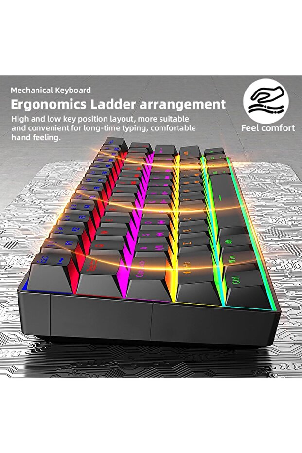 Wireless Bluetooth Tri Mode Mechanical Keyboard Multi Platform Support Rechargeable 61 Key Rgb - 5