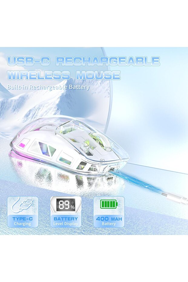 ماوس ألعاب لاسلكي بإضاءة خلفية RGB ومنفذ USB و7 أزرار قابلة للبرمجة مع وضع مزدوج - 4