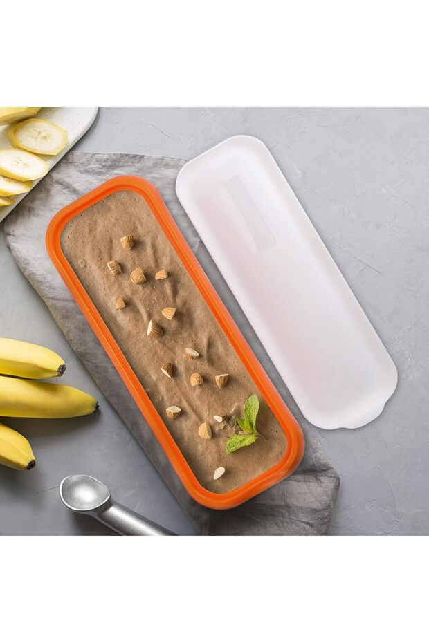Rectangle Ice Cream Storage Containers, 2 Pcs Reusable Homemade Ice Cream Case Lids Scoop, 1.5 - 7