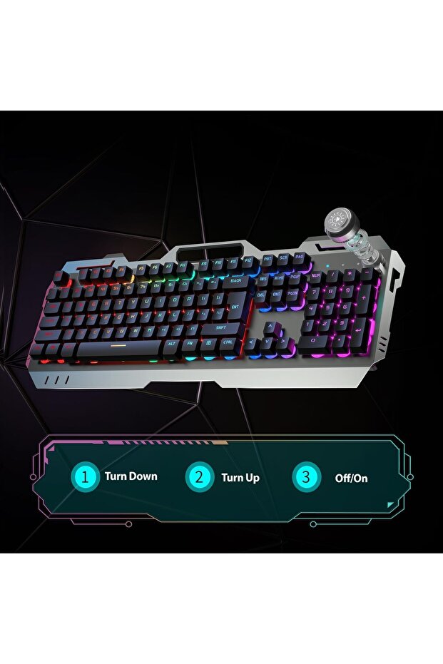 Mechanical Gaming Keyboard Rgb Backlit Number Pad All Metal Panel Waterproof Light Up Pc Keyboard - 4