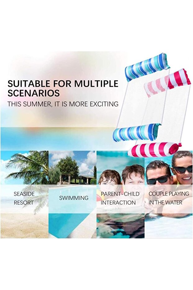 Pool Hammock Floats Adults 2 Pack 4 1 Multi Purpose Water Hammock Inflatable Pool Float Summer Pool - 5