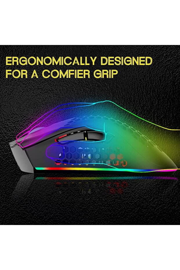 ماوس الألعاب اللاسلكي C8 Silent Click ماوس كمبيوتر قابل لإعادة الشحن Honeycomb Shell 3 DPI قابل للتعديل - 2