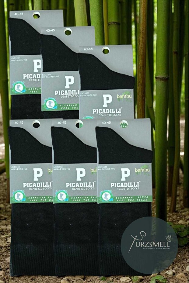 6 LI Pack Socks Bamboo Socks غير قابلة للضغط من النحاس المطاطي، جوارب مريحة باللون الأسود