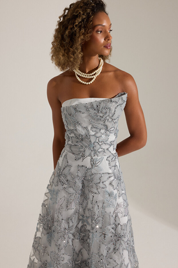 Olyssia Gri Elbise - 4