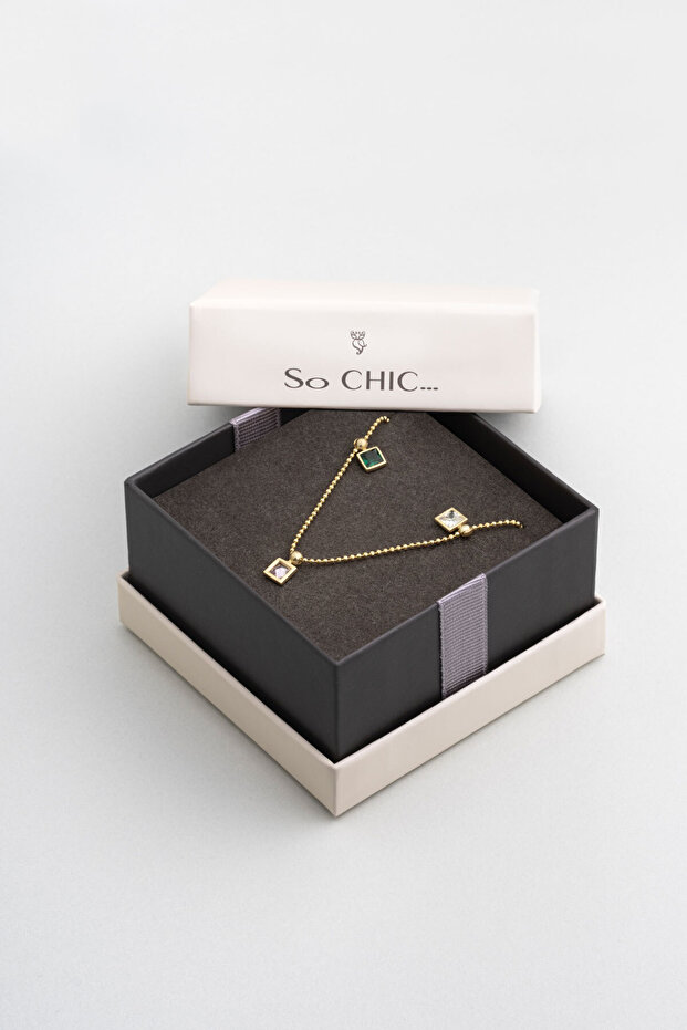 Minimal Renkler 18 Ayar Sarı Altın Kaplama 45 Cm Gümüş Kolye - 6