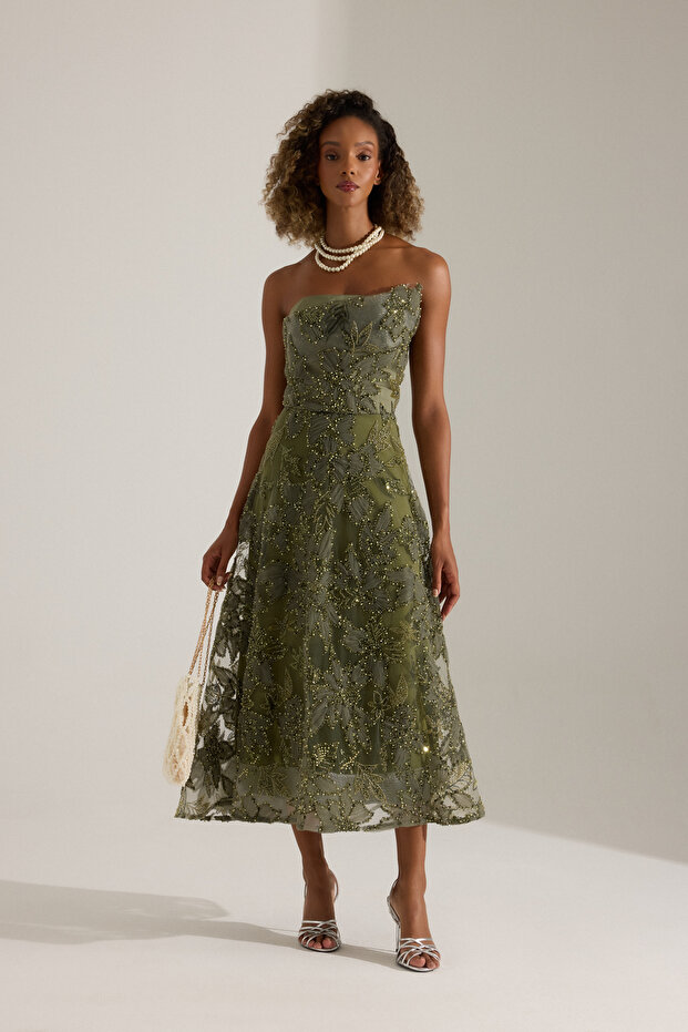 Olyssia Haki Elbise - 3