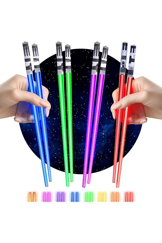 8 Pieces Led Light up Chopstick Lightsaber Chopsticks Star Wars Theme Chopsticks