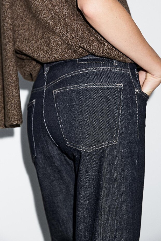 Straight fit yüksek bel jean - 4