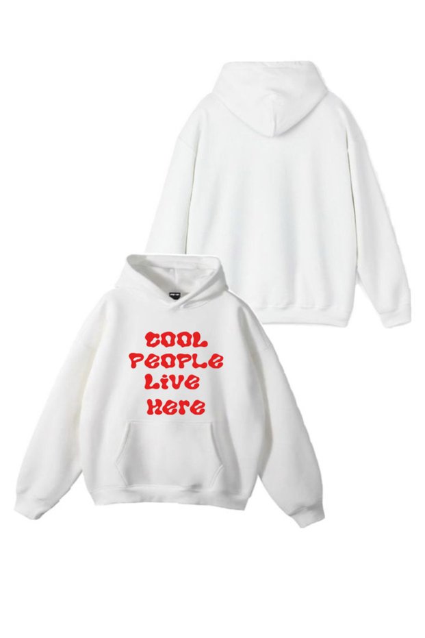 New Season C00L People Printed 3 Thread Cotton Hooded Sweatshirt Sebesta Fashion