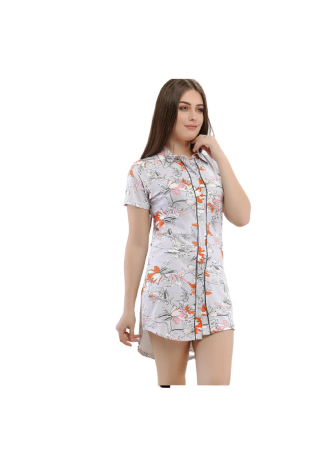 قميص نوم قطن بزراير - NG 764 - 1