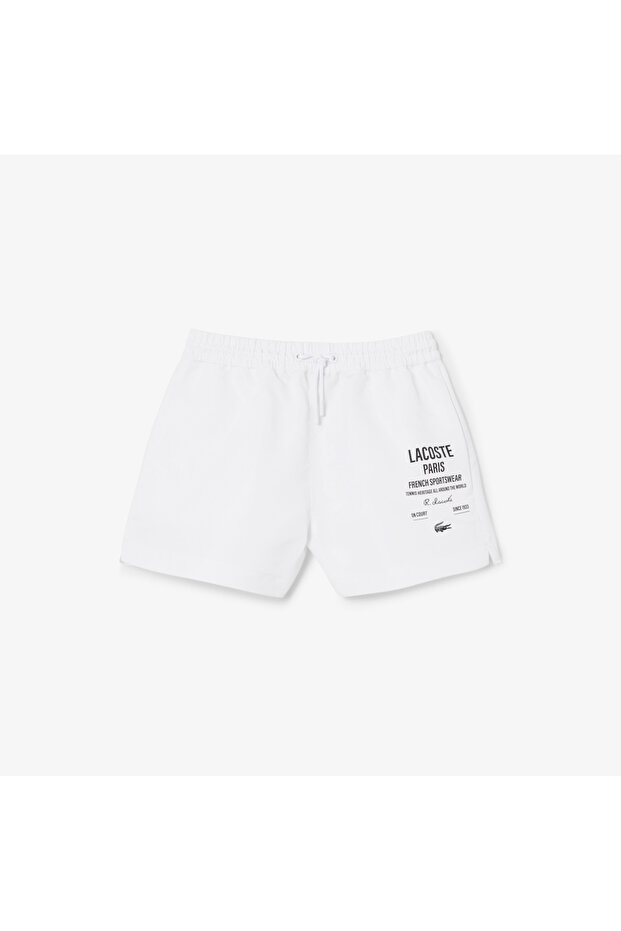 Long Print Kadın Beyaz Şort - 5