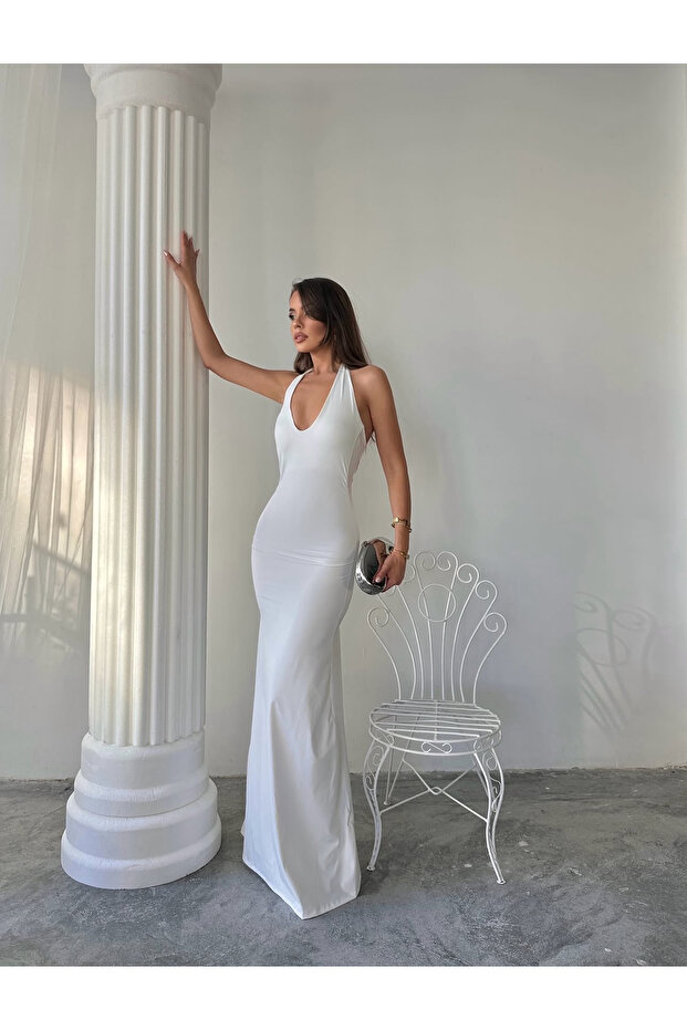 Halter Yaka Davet Abiye Elbisesi – Uzun ve Zarif Model - 2