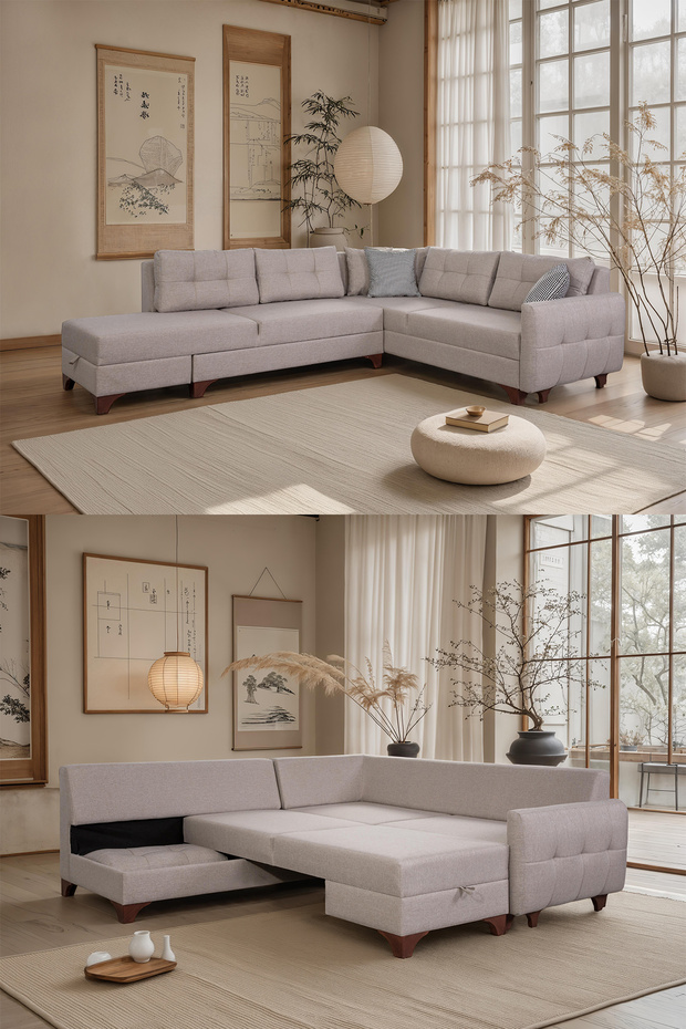 Cloft Köşe Koltuk Krem Sol Köşe - 1