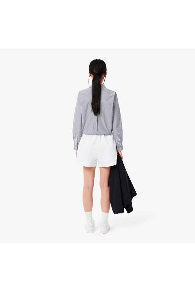 Long Print Kadın Beyaz Şort - 3