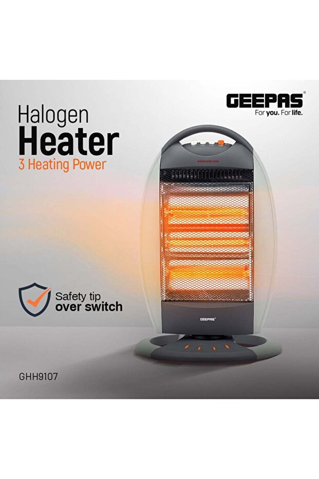 Halogen Heater, 3 Heating Power| Oscillation Function | Safety Tip-Over Switch | Carry Handle - 1