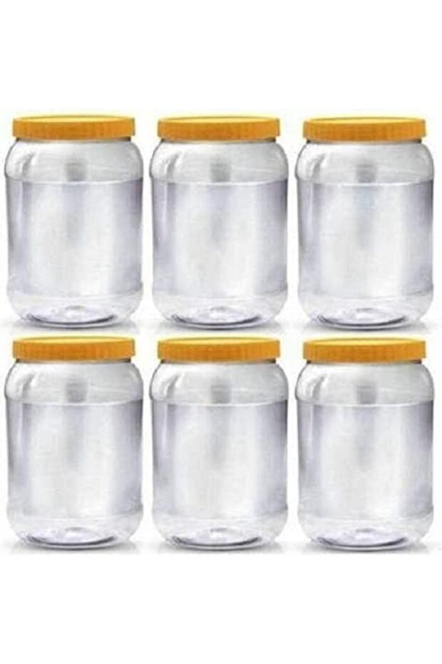 6-Pieces Plastic Spice Storage Pet Jar - Sunpet 1500 ml Round Clear Jars with Lid - Plastic