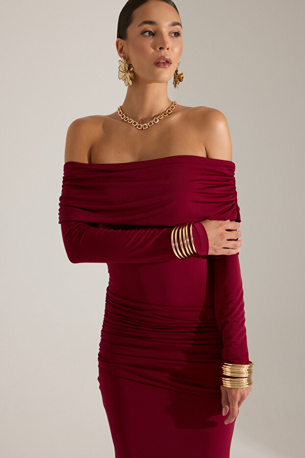 LARA BORDO ELBİSE - 3