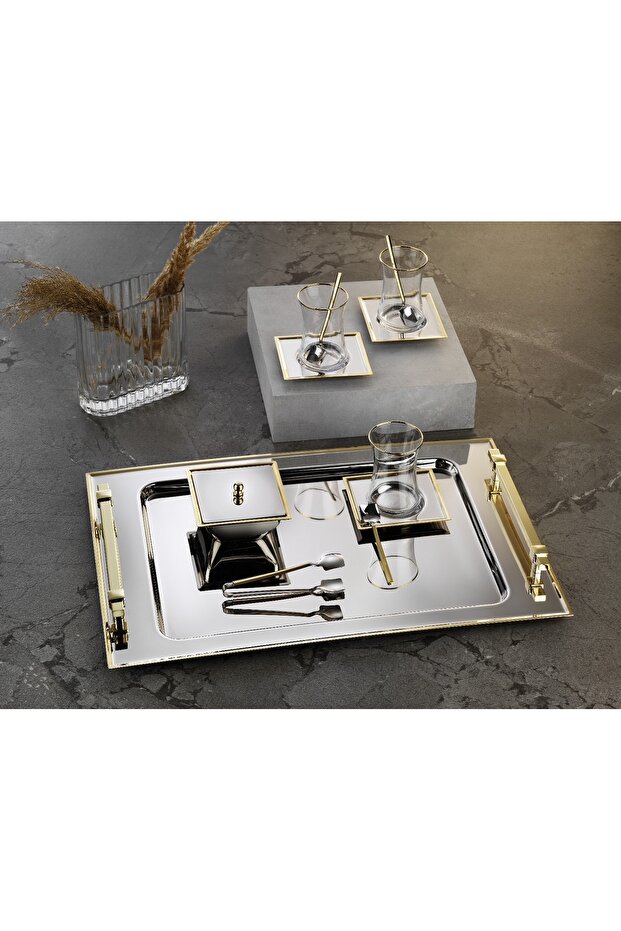 Elegance Gold 18/10 Steel Tea Tray