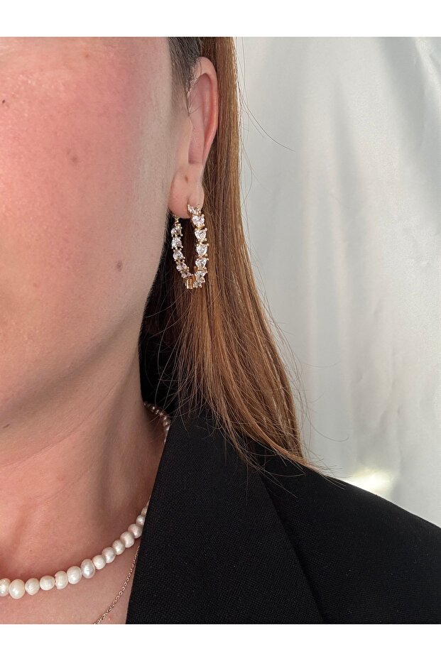 Petra Double Sided Stone Gold Earrings