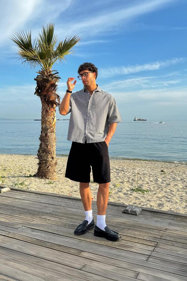 Bel Lastikli Basic Şort Siyah - 5