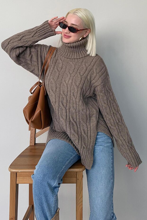 Nerzfarbener Rollkragenpullover MG2376 - 2