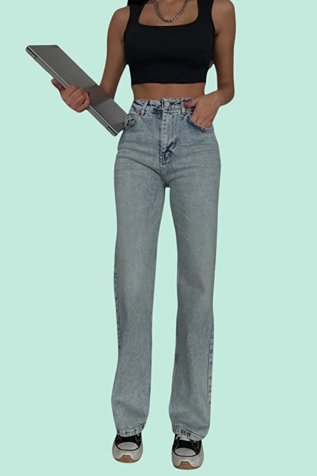 Ice Blue Wide Leg Jeans