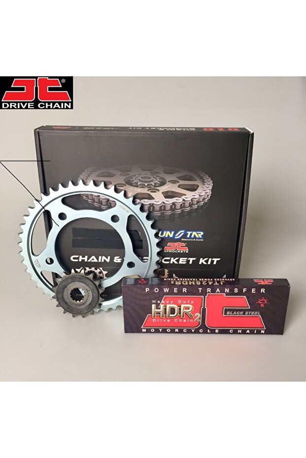 ZİNCİR DİŞLİ SETİ HONDA CBR R 125cc ZİNCİR: JT-428HDR ÇELİK-128 ÖN-ARKA DİŞLİ: 15T-44T 2011-2017 - 1