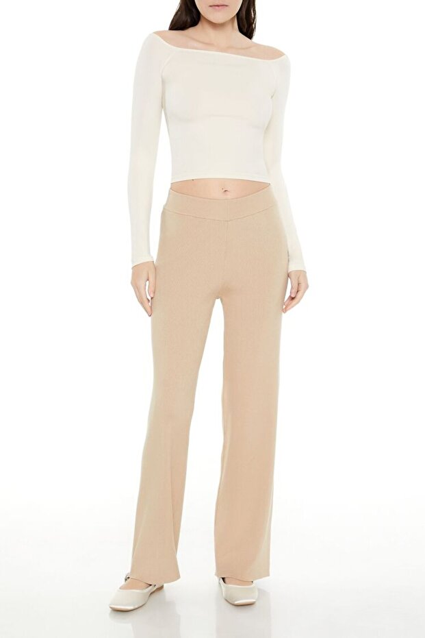 Wide-Leg Triko Pantolon - 2