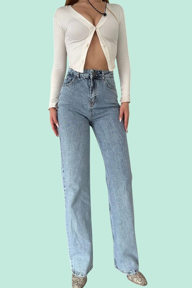 Ice Blue Wide Leg Jeans