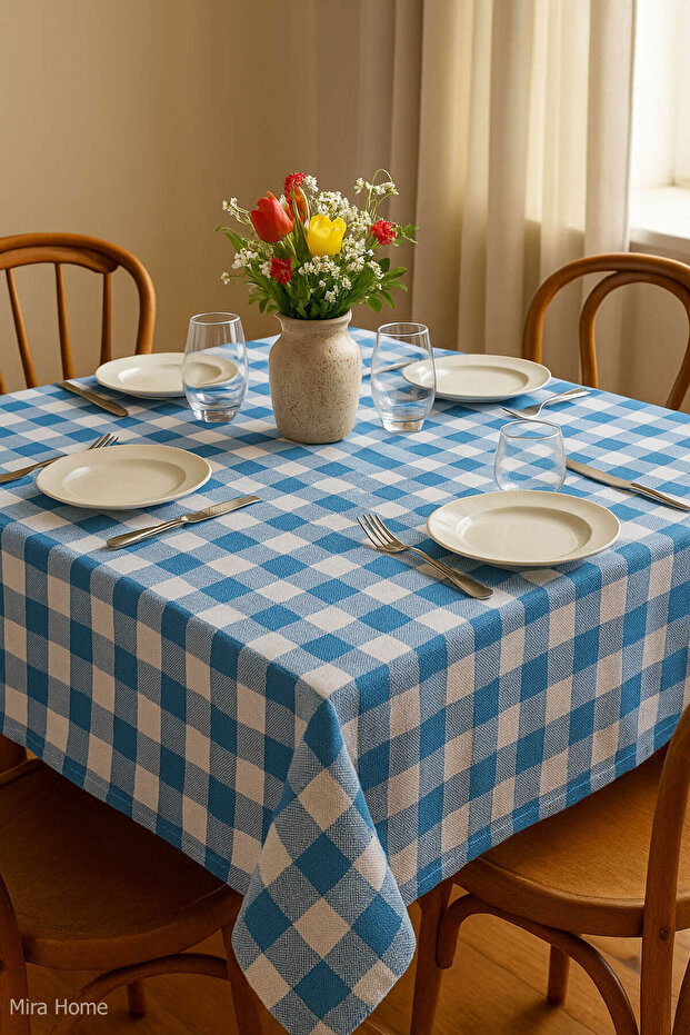 Checkered Tablecloth Tablecloth 160X160 cm Happytime