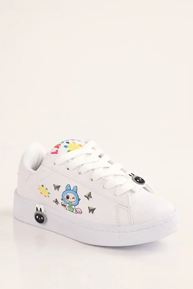 Labubu Baskılı Bağçıklı Kız Çocuk Spor Ayakkabı Sneaker(KOL SAATİ HEDİYELİ ) - 3