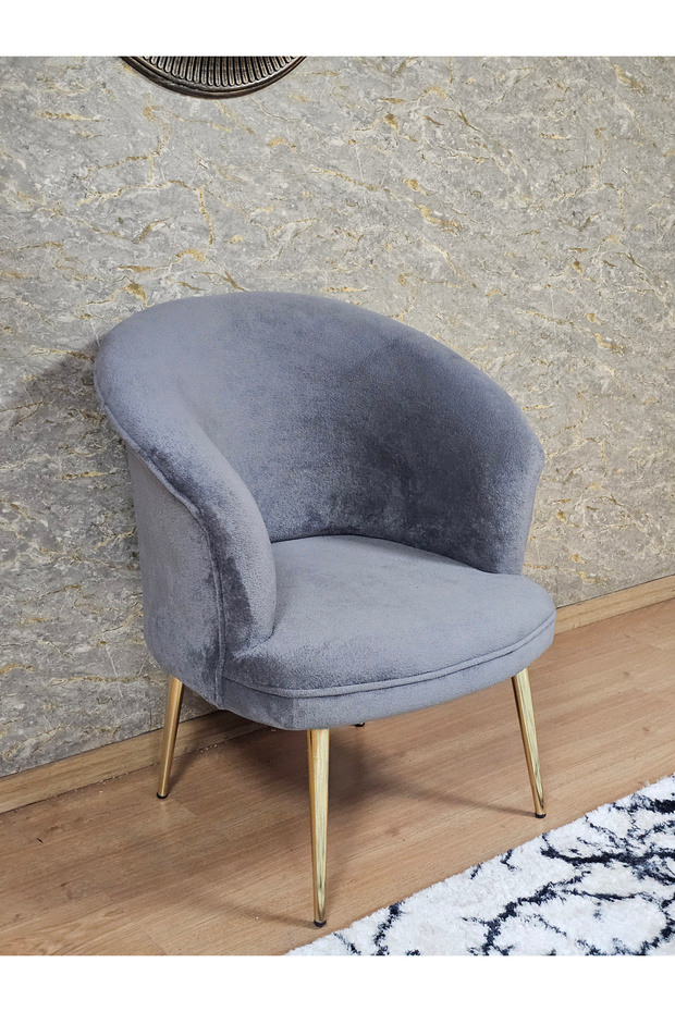 Tekli TEDDY Gold Kaplama Sivriltme Ayak Çay Seti Koltuk Tekli Berjer , Balkon, Salon, Ofis - 4