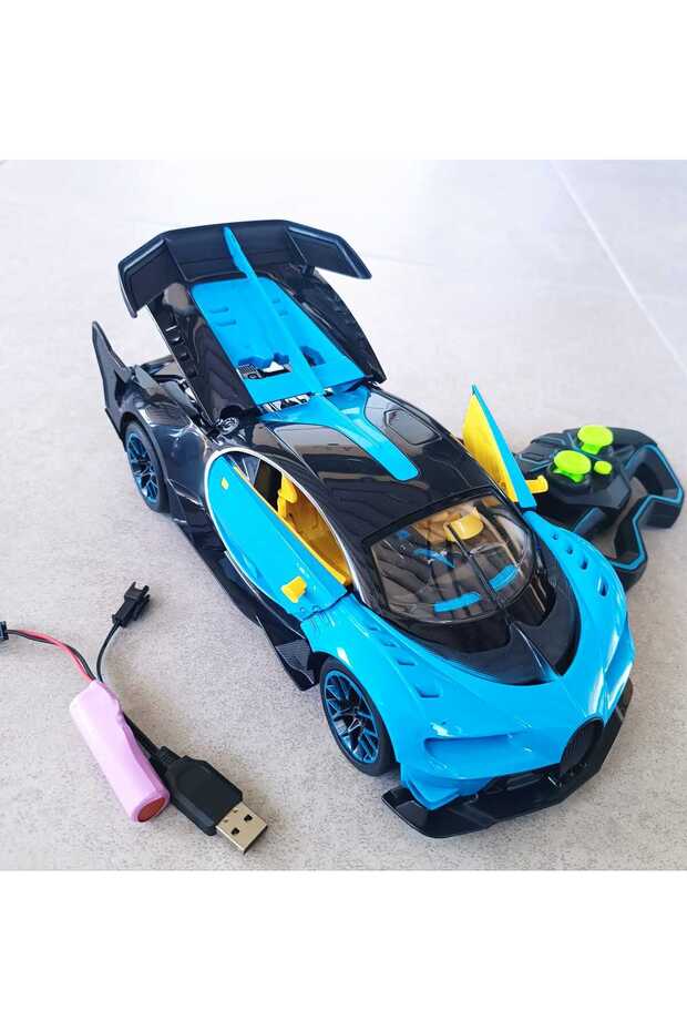 Bugatti Yarış Arabası Uzaktan Kumandalı Full+Full Fonksiyon Kapı ve Bagajı Açılabilir Yüksek Kalite - 3